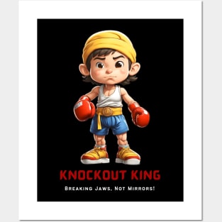 Cartoon Boxing Kickboxing Muay Thai Male Fighter Posters and Art